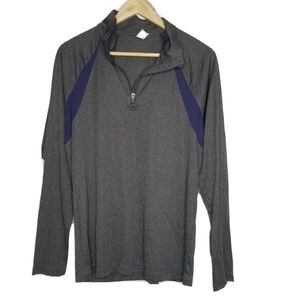 Alo Yoga Gray Blue 1/4 Zip Long Sleeve Pullover Shirt Men Athletic Gym Sz M